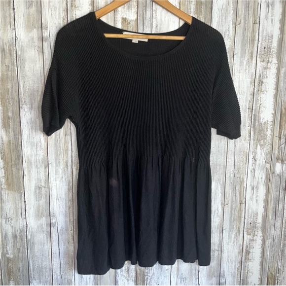 LOFT Tops - Loft Black Knit Ribbed Peplum